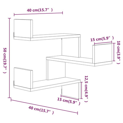 Wall corner shelves Wall-Mounted Smoked Oak 40 x 40 x 49.5 cm