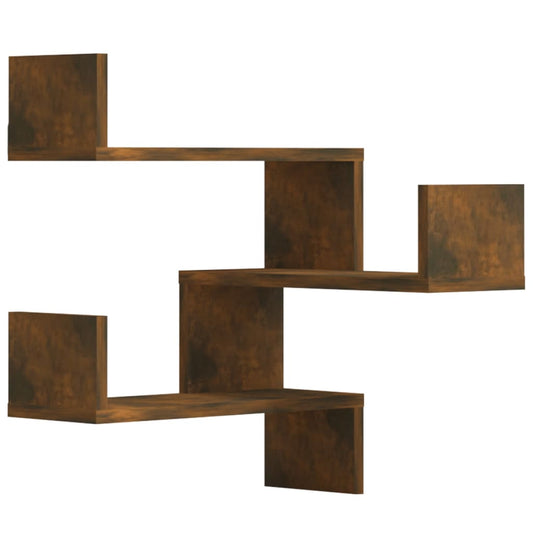 815205 vidaXL Wall Corner Shelves 2 pcs Smoked Oak 40x40x50 cm Engineered Wood
