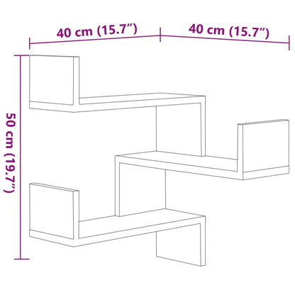 815205 vidaXL Wall Corner Shelves 2 pcs Smoked Oak 40x40x50 cm Engineered Wood