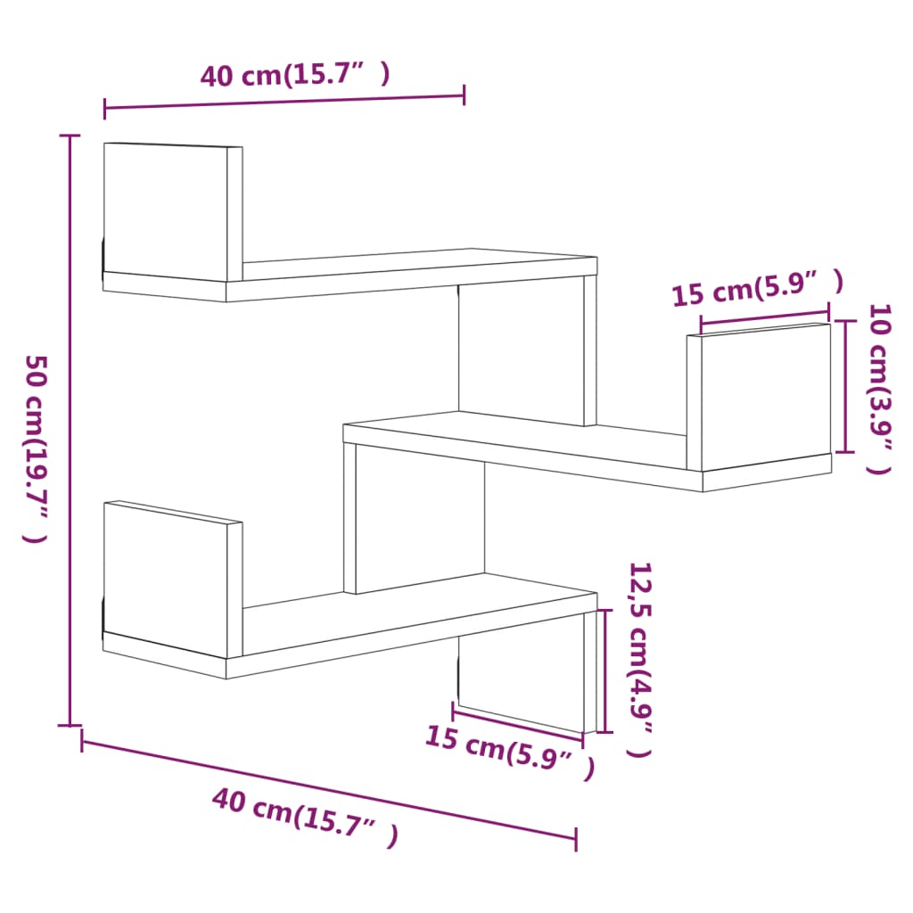 Wall corner shelves Wall-Mounted Grey Sonoma 40 x 40 x 49.5 cm