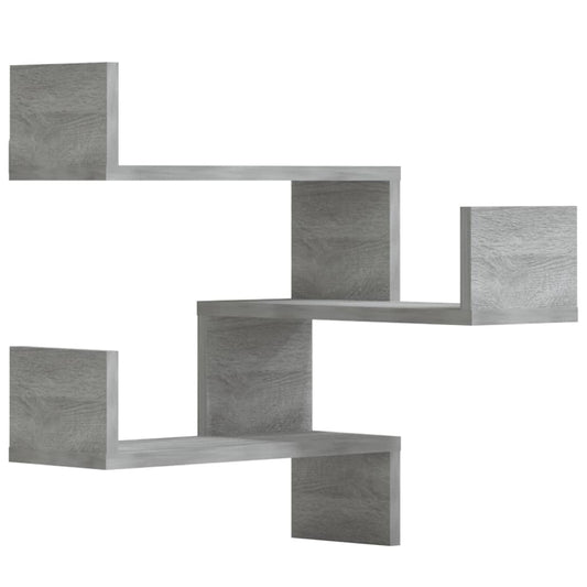 815207 vidaXL Wall Corner Shelves 2 pcs Grey Sonoma 40x40x50 cm Engineered Wood