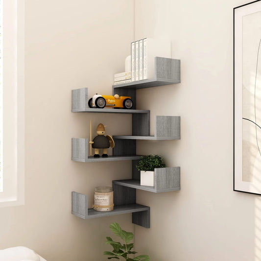 815207 vidaXL Wall Corner Shelves 2 pcs Grey Sonoma 40x40x50 cm Engineered Wood
