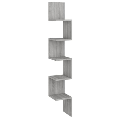 815211 vidaXL Wall Corner Shelf Grey Sonoma 20x20x127,5 cm Engineered Wood