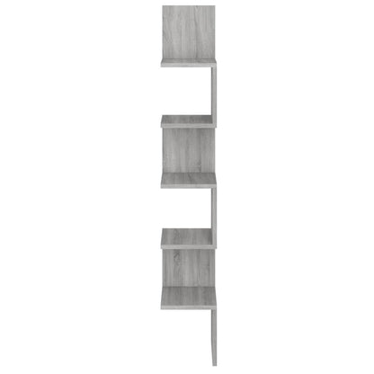 815211 vidaXL Wall Corner Shelf Grey Sonoma 20x20x127,5 cm Engineered Wood