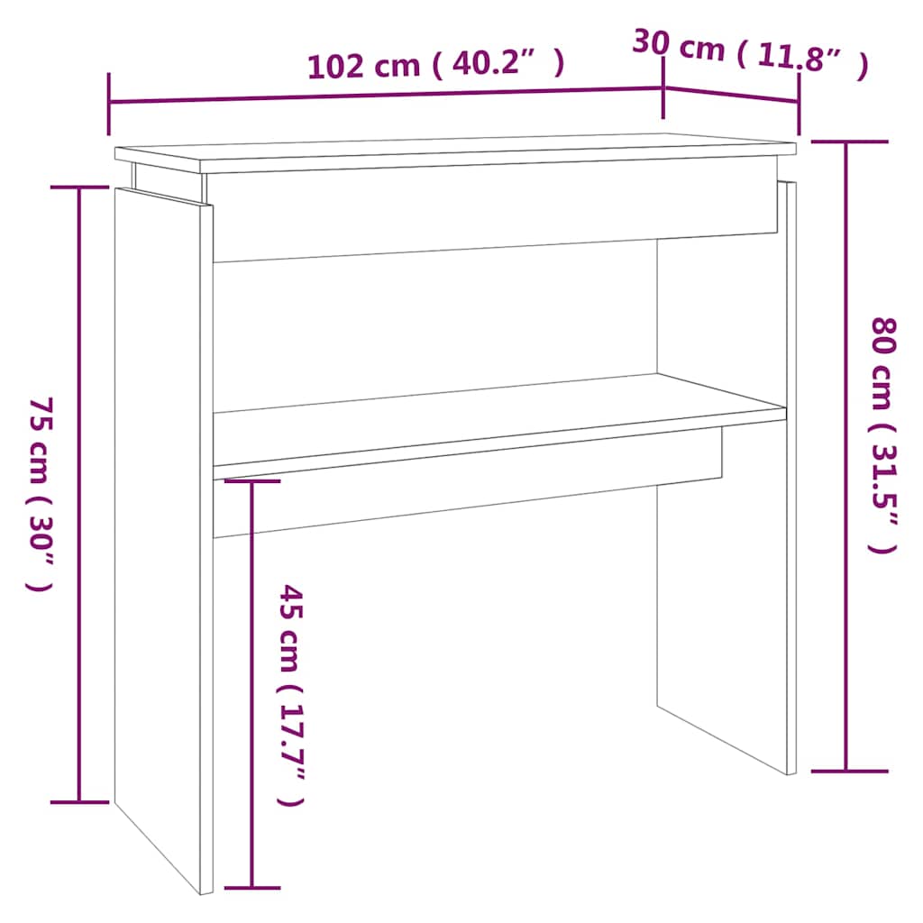 Console Table Grey Sonoma 102x30x80 cm Engineered Wood