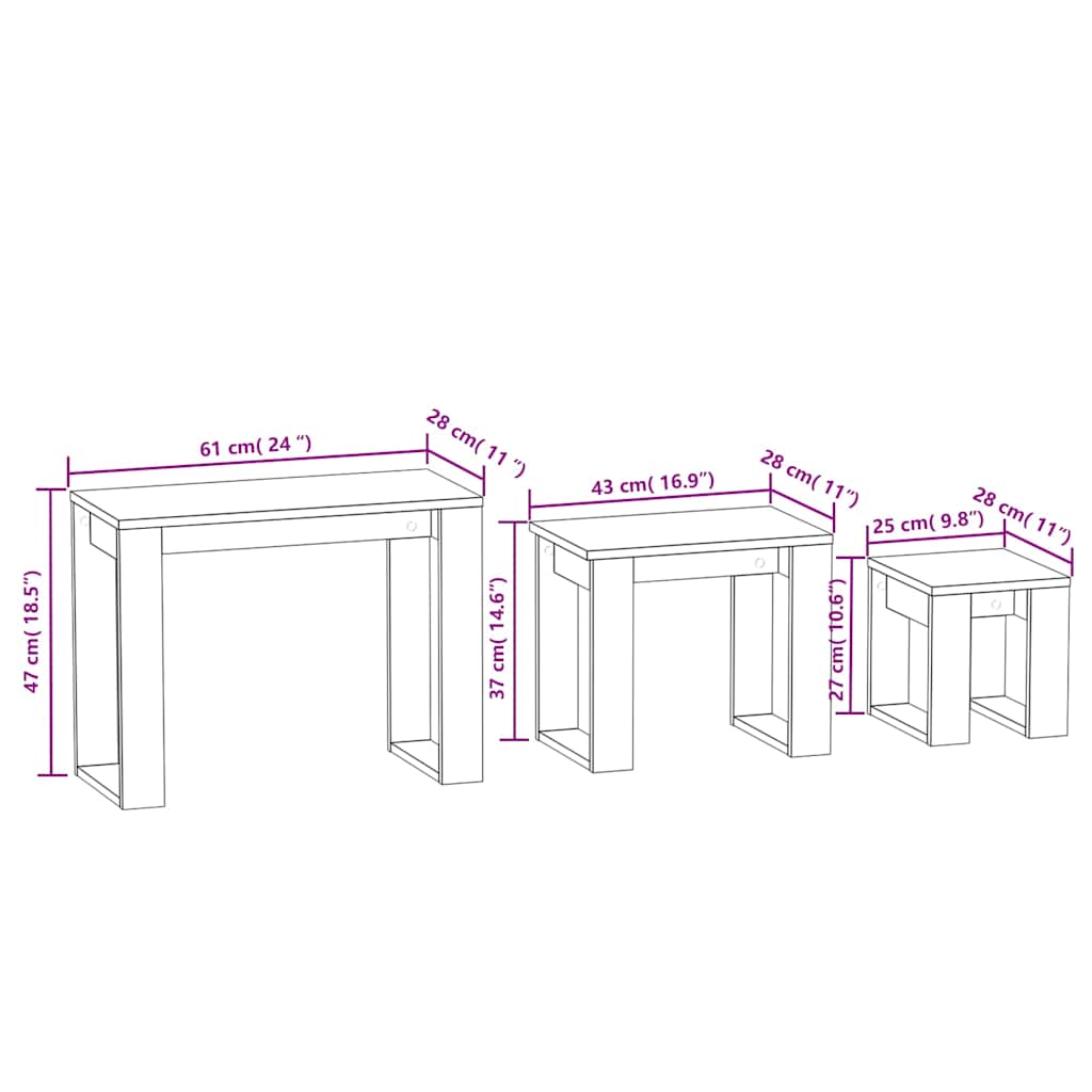 Nesting Tables 3 pcs Grey Sonoma Engineered Wood