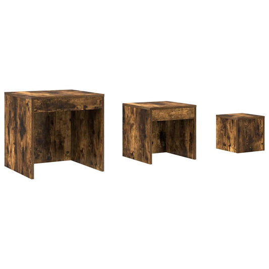 Nesting Tables 3 pcs Smoked Oak Engineered Wood