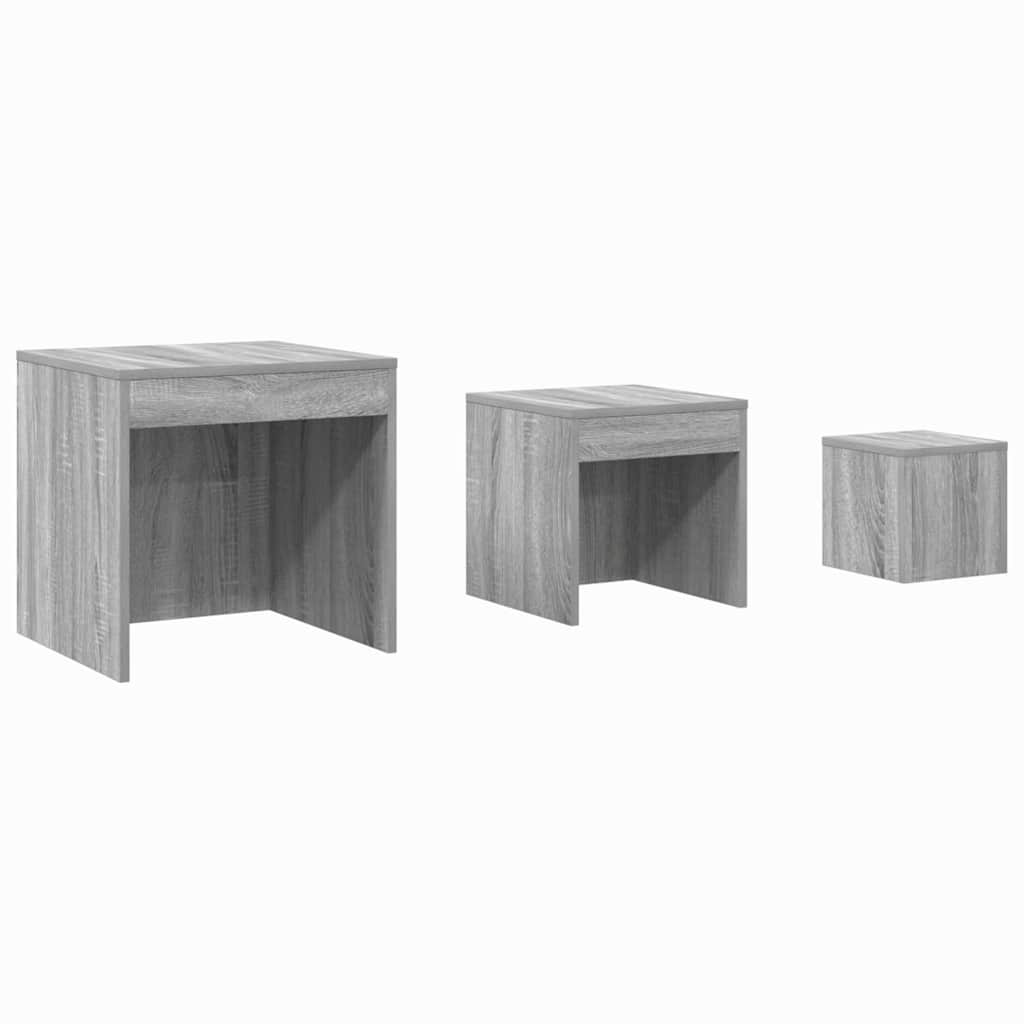 815226 vidaXL Nesting Tables 3 pcs Grey Sonoma Engineered Wood
