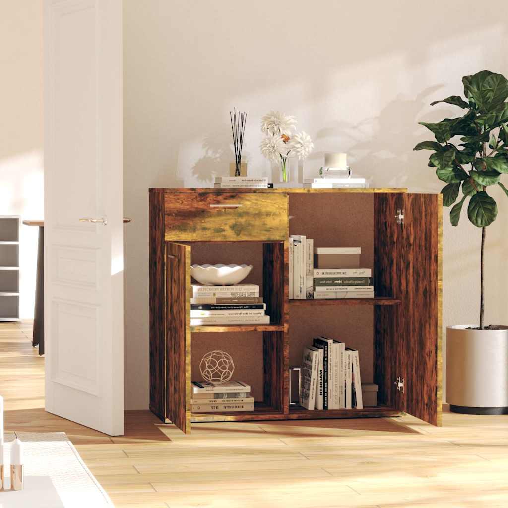 815489 vidaXL Sideboard Smoked Oak 80x36x75 cm Engineered Wood