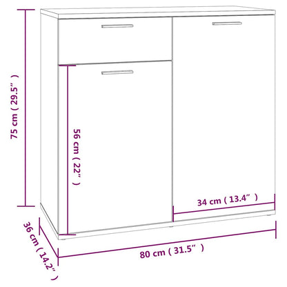 815489 vidaXL Sideboard Smoked Oak 80x36x75 cm Engineered Wood