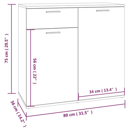Sideboard Grey Sonoma 80x36x75 cm Engineered Wood