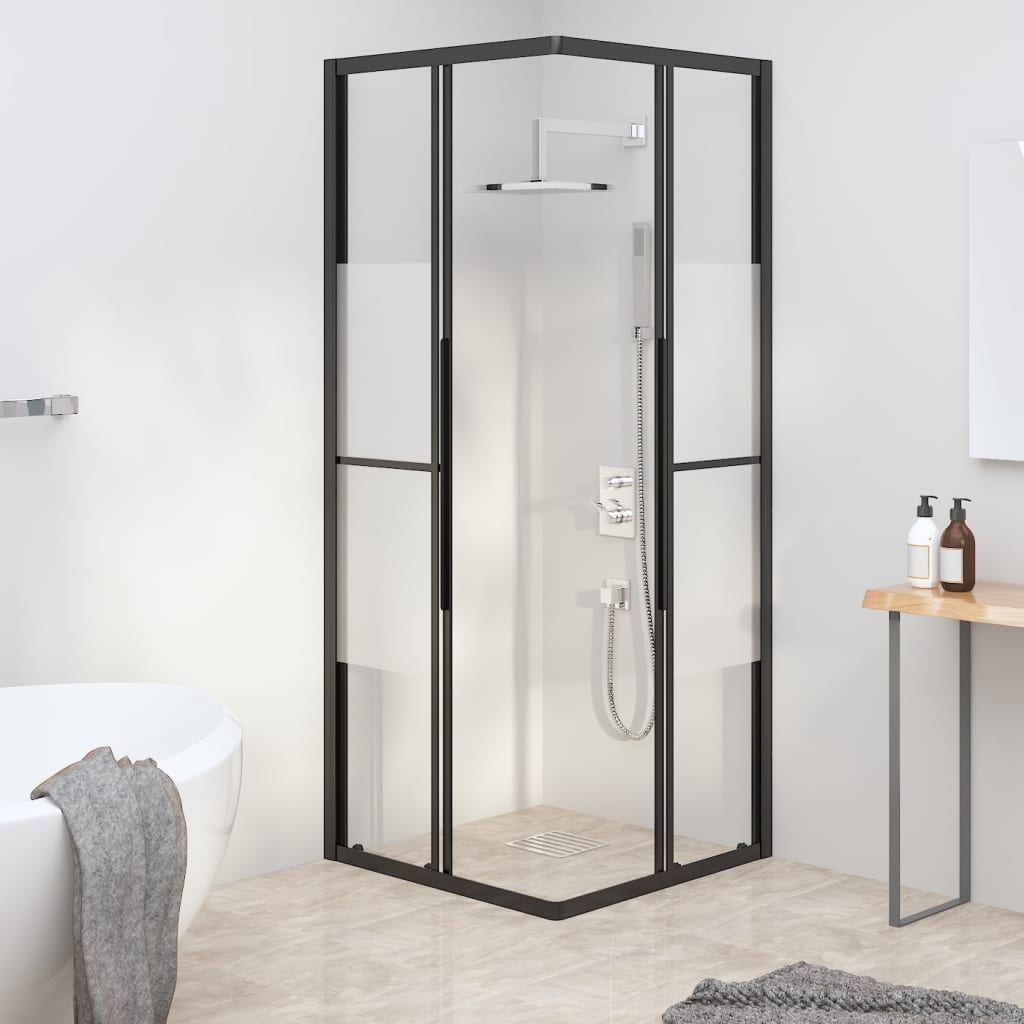 Shower Cabin Half Frosted ESG 80x80x180 cm Black