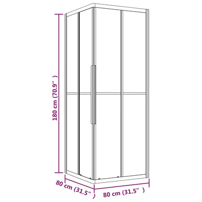 Shower Cabin Half Frosted ESG 80x80x180 cm Black