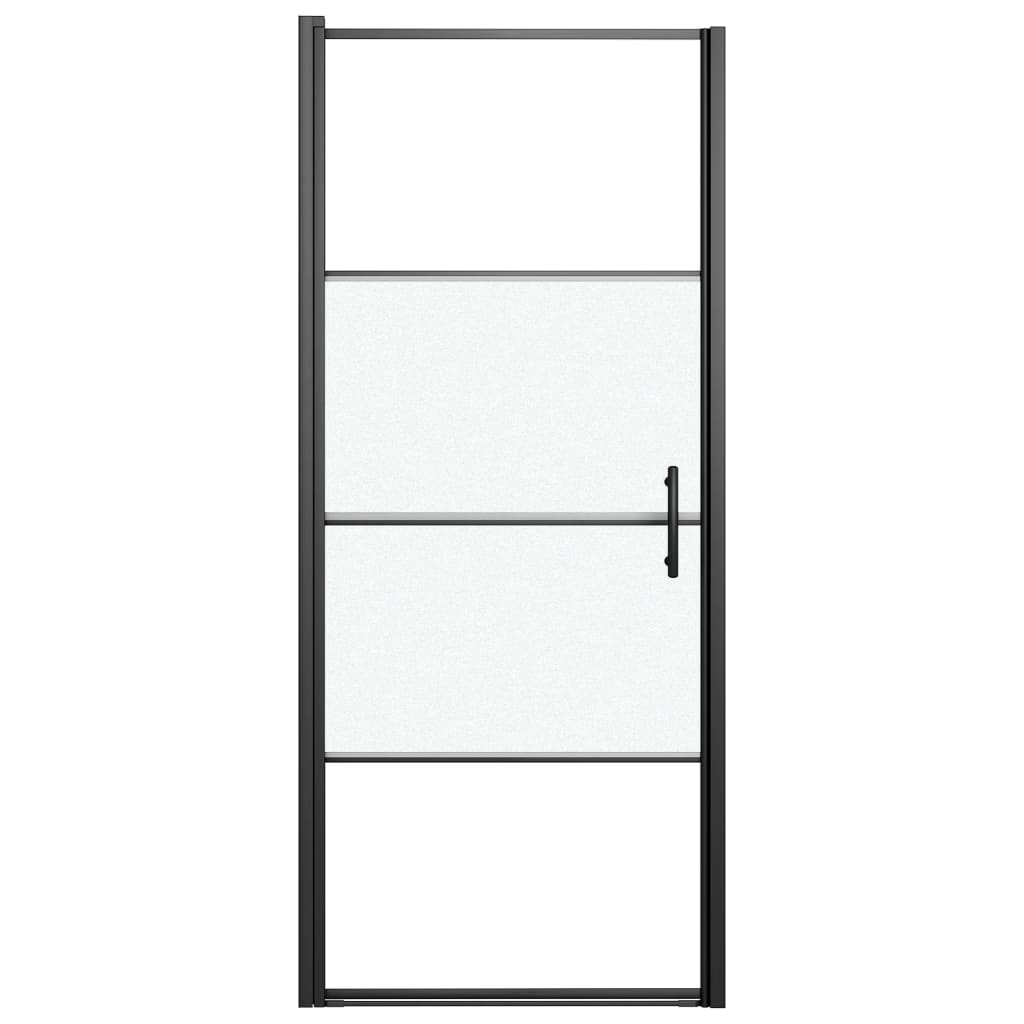 Shower Door 91x195 cm Half Frosted Tempered Glass Black
