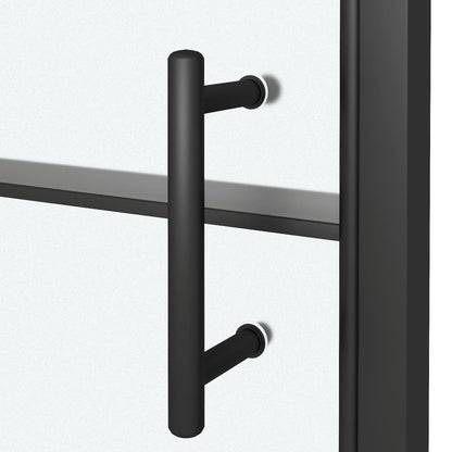 Shower Door 100x178 cm Half Frosted Tempered Glass Black