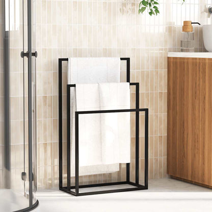 Freestanding Towel Rack Black 48x24x79 cm Iron
