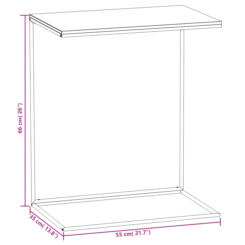 Side Table White 55x35x66 cm Engineered Wood
