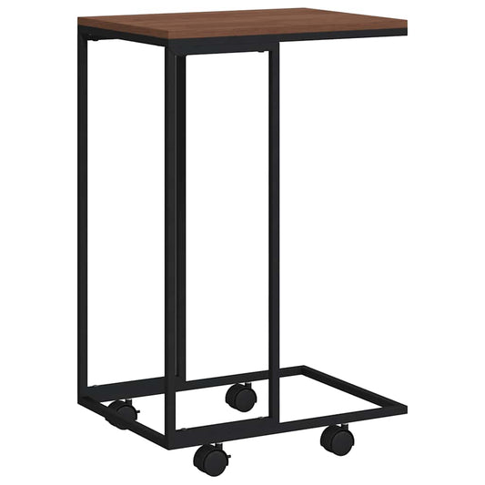Side Table with Wheels Black 40x30x63.5 cm Engineered Wood
