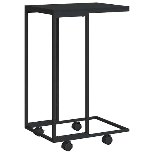 Side Table with Wheels Black 40x30x63.5 cm Engineered Wood
