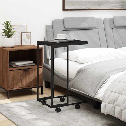 Side Table with Wheels Black 40x30x63.5 cm Engineered Wood