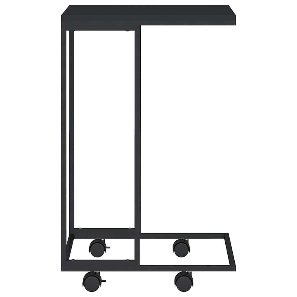 Side Table with Wheels Black 40x30x63.5 cm Engineered Wood