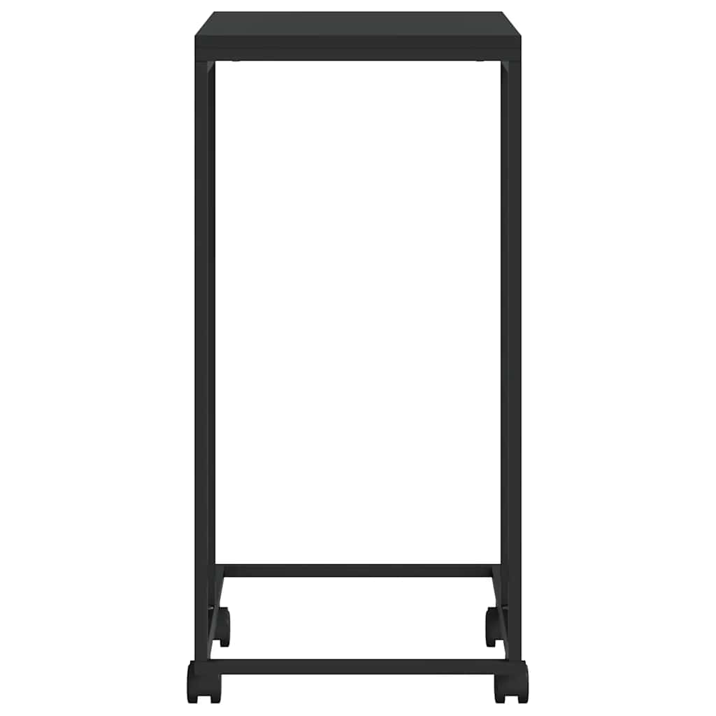 Side Table with Wheels Black 40x30x63.5 cm Engineered Wood