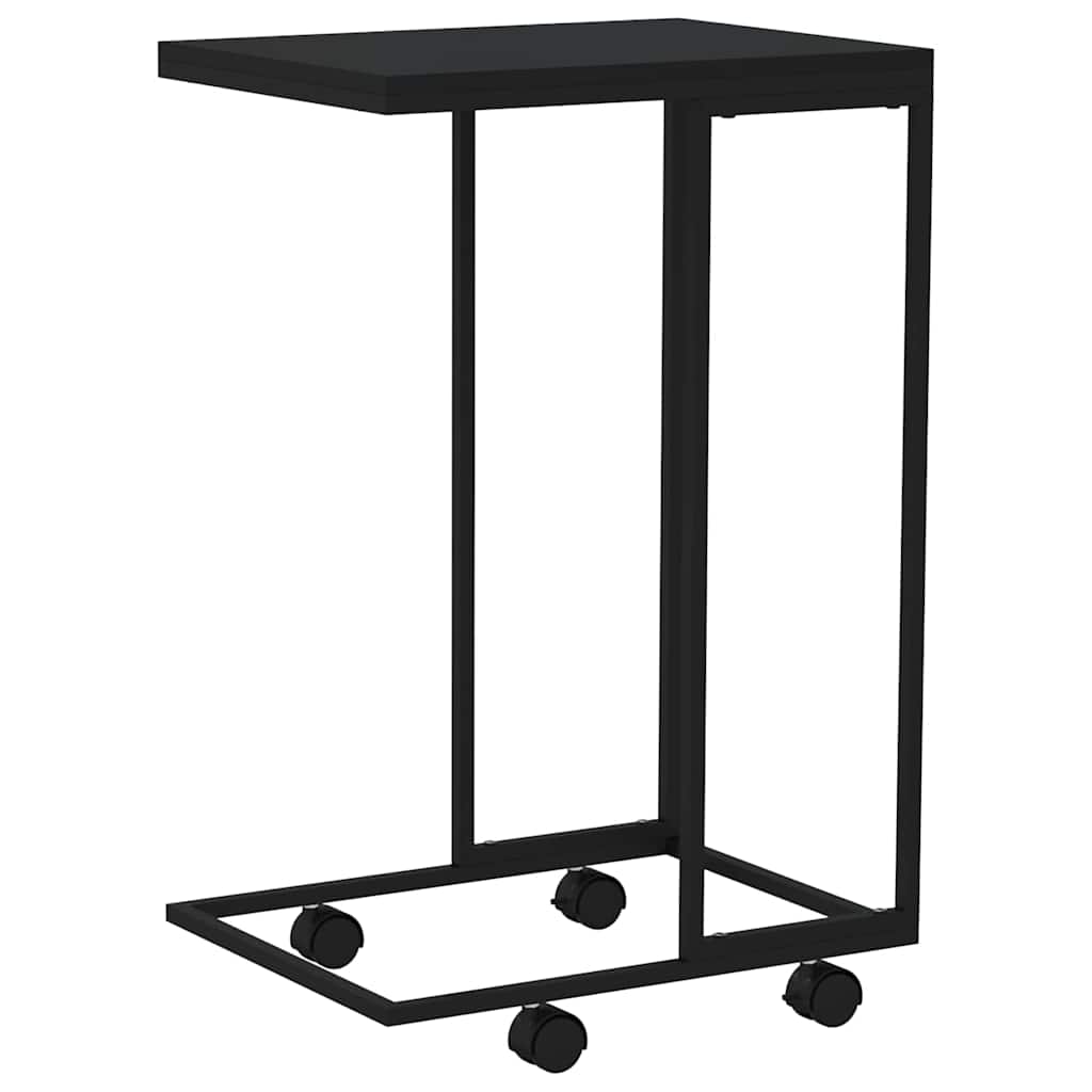 Side Table with Wheels Black 40x30x63.5 cm Engineered Wood