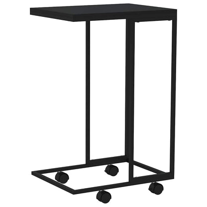 Side Table with Wheels Black 40x30x63.5 cm Engineered Wood