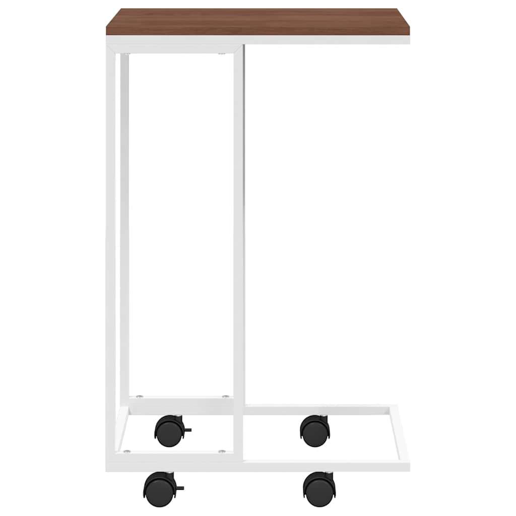 Side Table with Wheels White 40x30x63.5 cm Engineered Wood