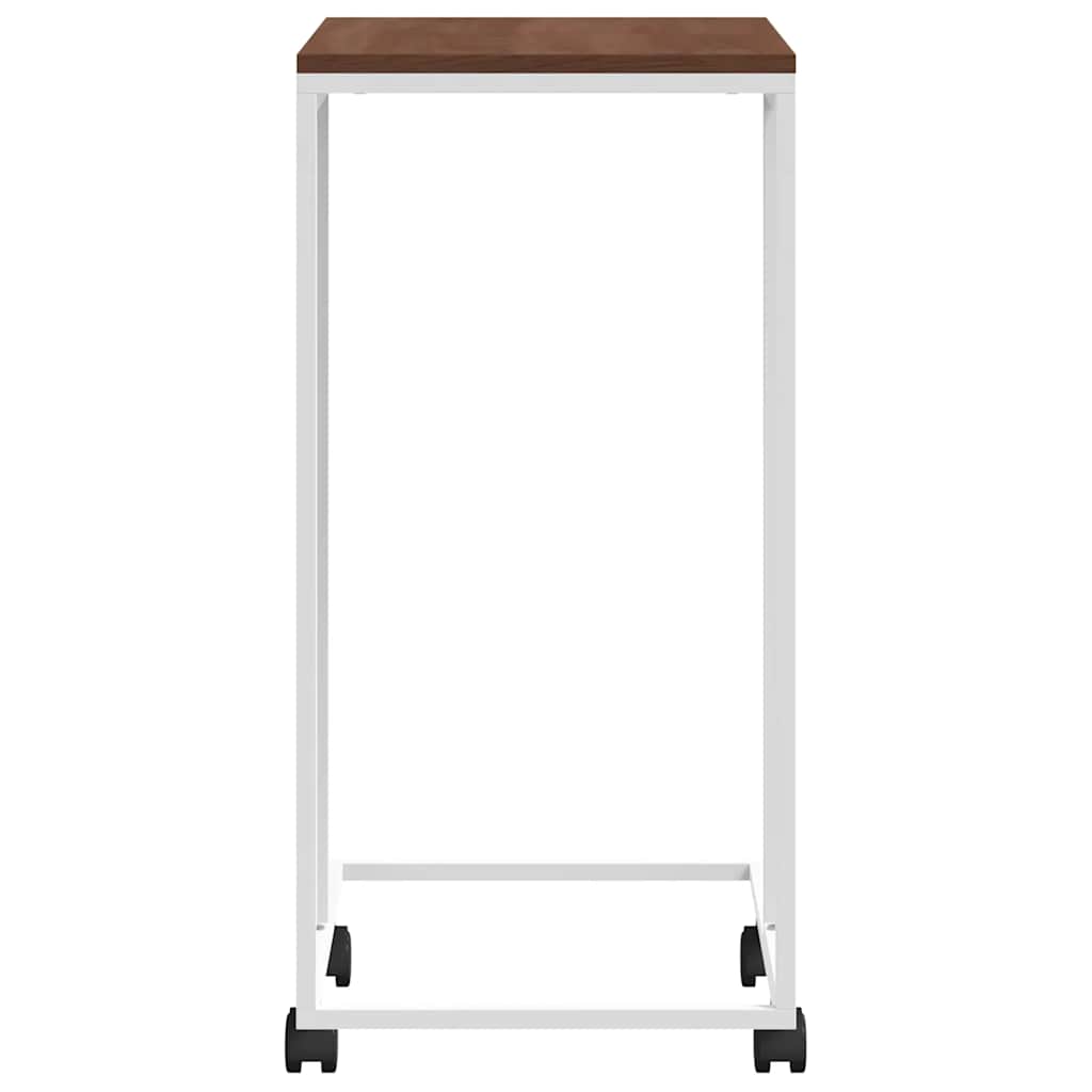 Side Table with Wheels White 40x30x63.5 cm Engineered Wood