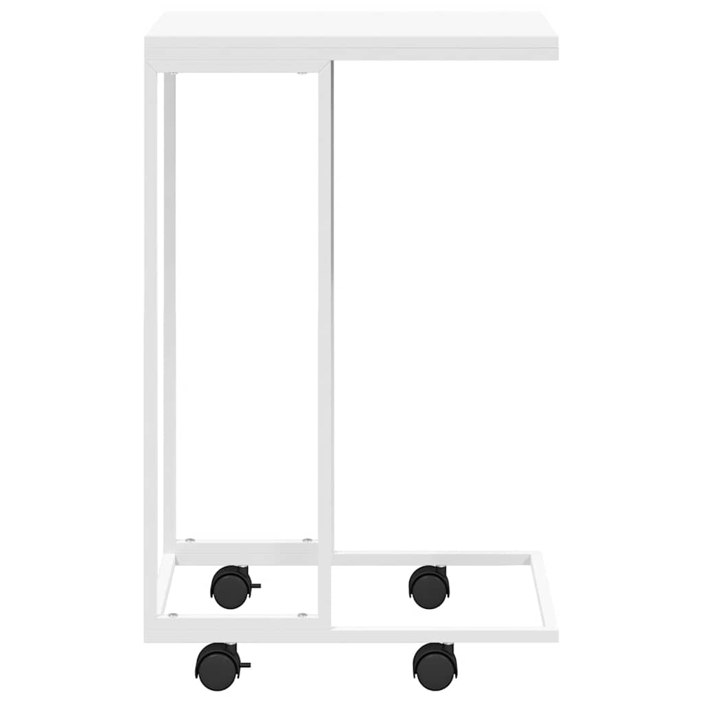 Side Table with Wheels White 40x30x63.5 cm Engineered Wood