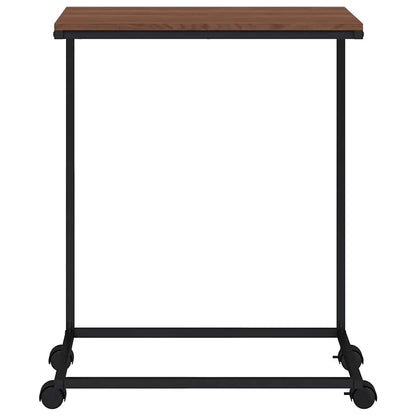 Side Table with Wheels Black 55x35x70 cm Engineered Wood