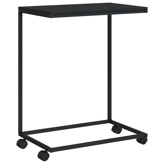 Side Table with Wheels Black 55x35x70 cm Engineered Wood
