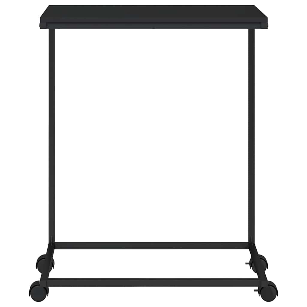 Side Table with Wheels Black 55x35x70 cm Engineered Wood