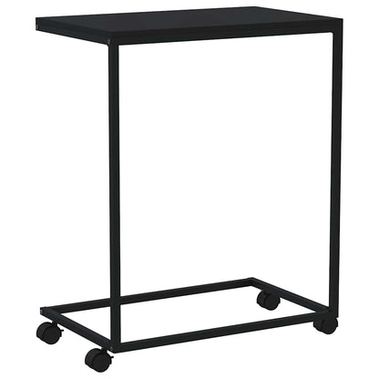 Side Table with Wheels Black 55x35x70 cm Engineered Wood