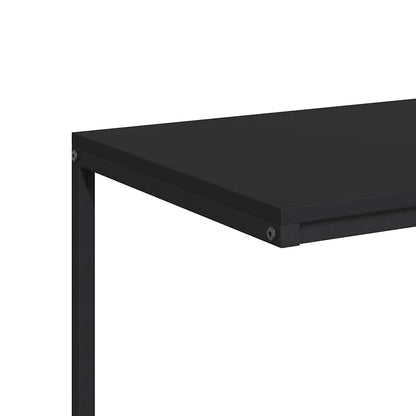 Side Table with Wheels Black 55x35x70 cm Engineered Wood