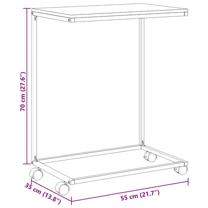 Side Table | Black | Engineered wood | 55x35x70 cm | Portable