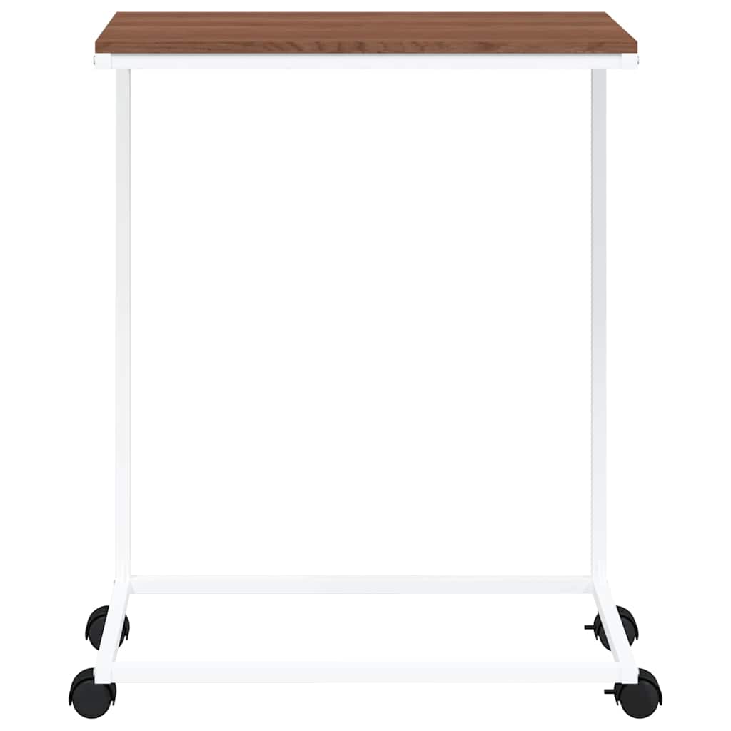 Side Table with Wheels White 55x35x70 cm Engineered Wood