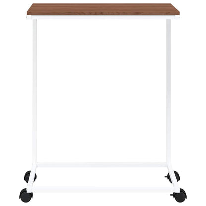 Side Table with Wheels White 55x35x70 cm Engineered Wood