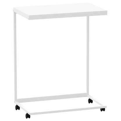 Side Table with Wheels White 55x35x70 cm Engineered Wood