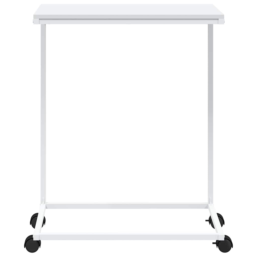 Side Table with Wheels White 55x35x70 cm Engineered Wood