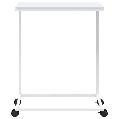 Side Table with Wheels White 55x35x70 cm Engineered Wood