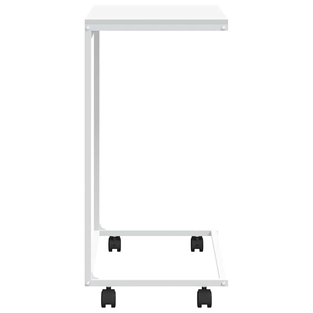 Side Table with Wheels White 55x35x70 cm Engineered Wood