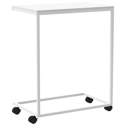 Side Table with Wheels White 55x35x70 cm Engineered Wood