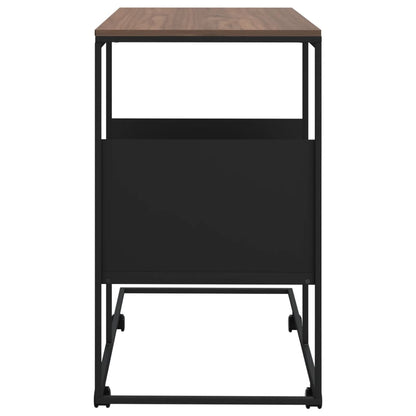 Side Table with Wheels Black 55x36x63.5 cm Engineered Wood