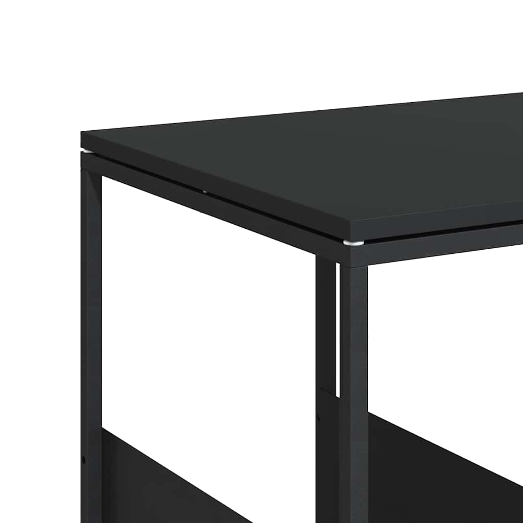 Side Table with Wheels Black 55x36x63.5 cm Engineered Wood