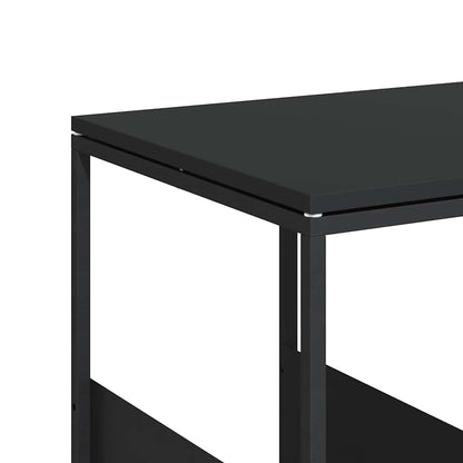 Side Table with Wheels Black 55x36x63.5 cm Engineered Wood