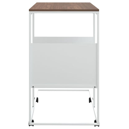 Side Table with Wheels White 55x36x63.5 cm Engineered Wood