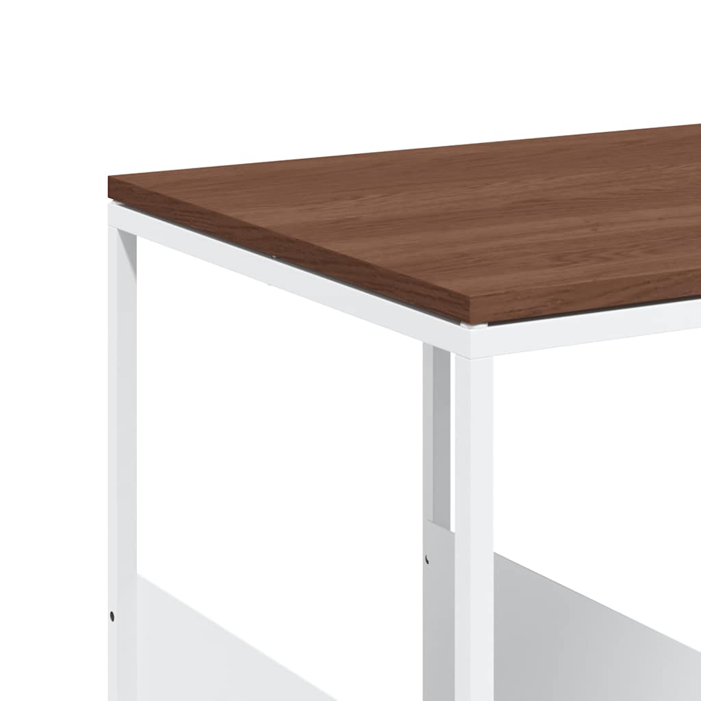 Side Table with Wheels White 55x36x63.5 cm Engineered Wood