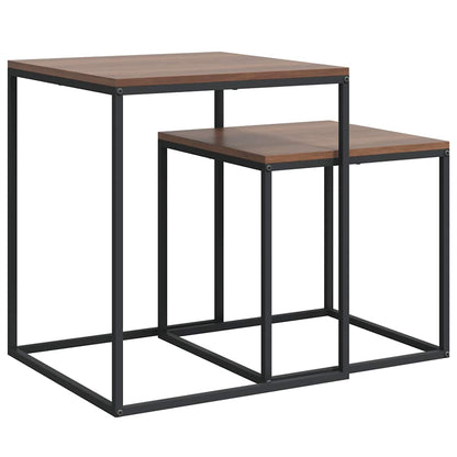 Coffee Table Set 2 pcs Engineered Wood and Metal